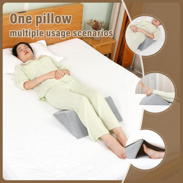 TYYIHUA 3 in1 Wedges for Body:Foam Wedges for Positioning in Bed,Wedge Pillows for Seniors,Wedge Pillow for Back Pain Relief,Bed Wedges & Body Positioners,Positioning Wedges for Bed Sores,Gray Velvet