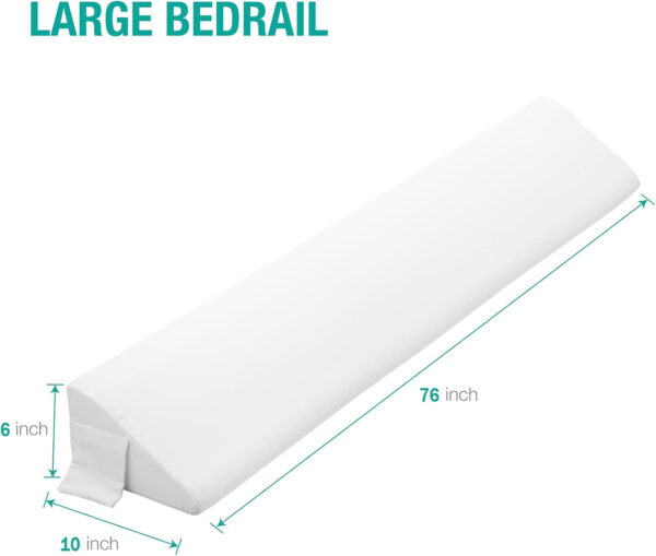 Vekkia King Size Bed Wedge Pillow for Headboard Gap/Bed Wedge Gap Filler/Mattress Wedge to Fill 0-6″ Bed Gap Between Headboard and Mattress (White 76″x10″x6″)