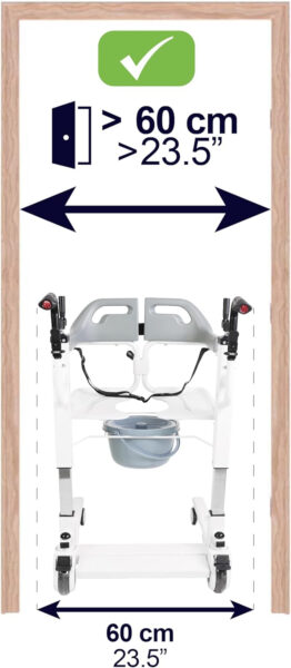 KMINA – Patient Transfer Chair (Seat can be raised up to 23 in), Bedside Commodes Chair, Commode Toilet Chair with Wheels, Transfer Lift Chair Wide, Bedside Chairs for Elderly, Not Suitable for Shower