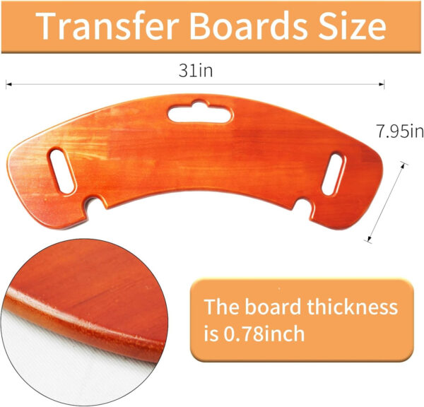 Slide Transfer Board, 31″ Wooden Slide Assist Device for Transferring Patient or Handicap from Wheelchair to Bed, Couch, Toilet, Car, Sliding Board, Patient Slide Board 440lbs