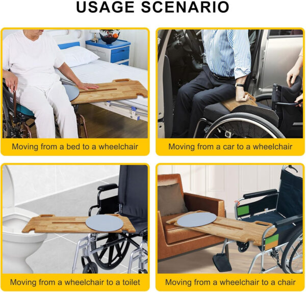 Transfer Board Patient Slide Assist Device for Transferring Patient Elderly, and Disabled from Wheelchair to Bed, Toilet, Bathtub, Car Wooden Sliding Boards Platform (30″ x 12″ x 0.8″)