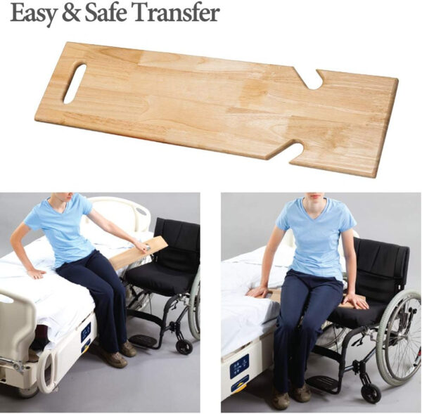 Wooden Slide Transfer Board Assist Device for Transferring Patient,Elderly and Handicap from Wheelchair to Bed, Bathtub, Car