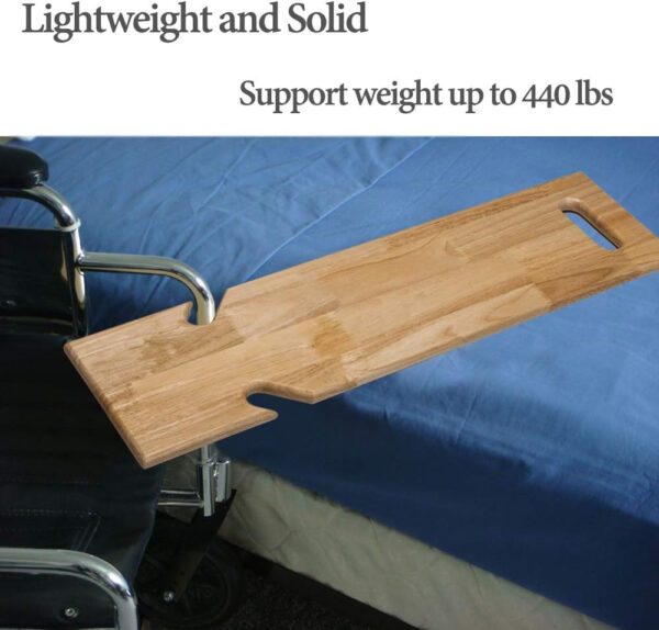 Wooden Slide Transfer Board Assist Device for Transferring Patient,Elderly and Handicap from Wheelchair to Bed, Bathtub, Car