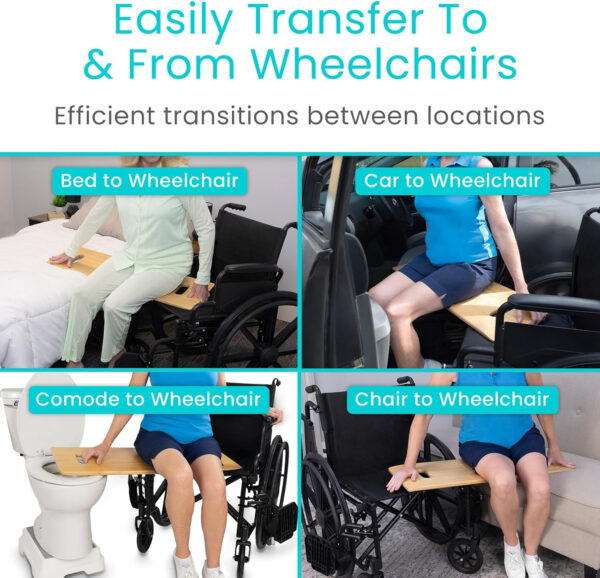 Vive Transfer Board (36″ by 12″) – Patient Slide Assist Device – Transferring from Wheelchair to Bed, Toilet, Car, Bathtub – Heavy Duty Sliding for Elderly, Seniors, Disabled – Transport Platform