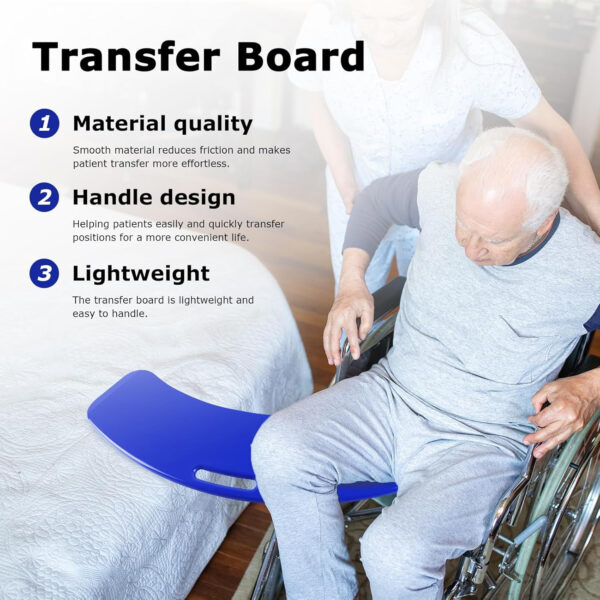 YHK Sliding Transfer Boards, Sliding Boards to Transfer to Wheelchairs, Seniors from Bed to Chair, Car, Slide Assist Device, Sliding Boards Hold up to 330 lbs (Blue)