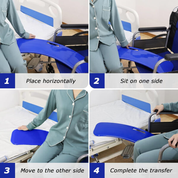 YHK Sliding Transfer Boards, Sliding Boards to Transfer to Wheelchairs, Seniors from Bed to Chair, Car, Slide Assist Device, Sliding Boards Hold up to 330 lbs (Blue)