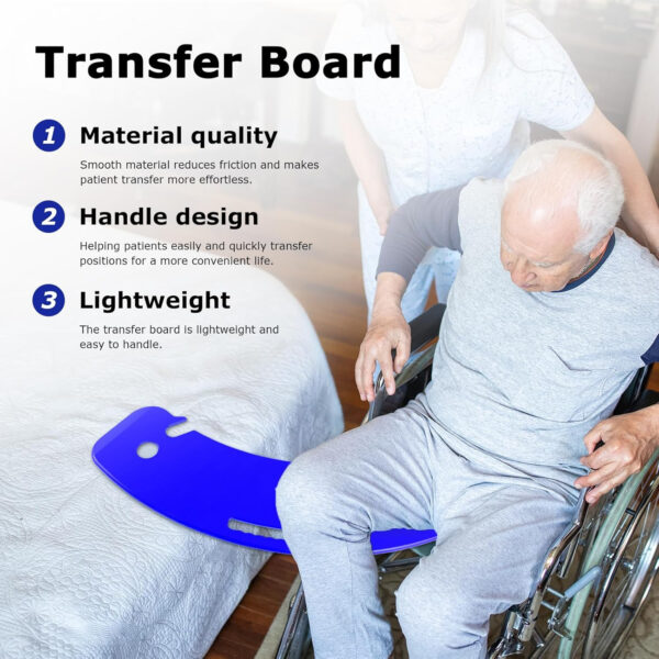 YHK Transfer Board and Slide Board, Sliding Transfer Boards to Transfer to Wheelchairs, Hangable Slide Assist Device for Seniors from Wheelchair to Bed, Toilet, Car, Hold up to 440 lbs (Blue)