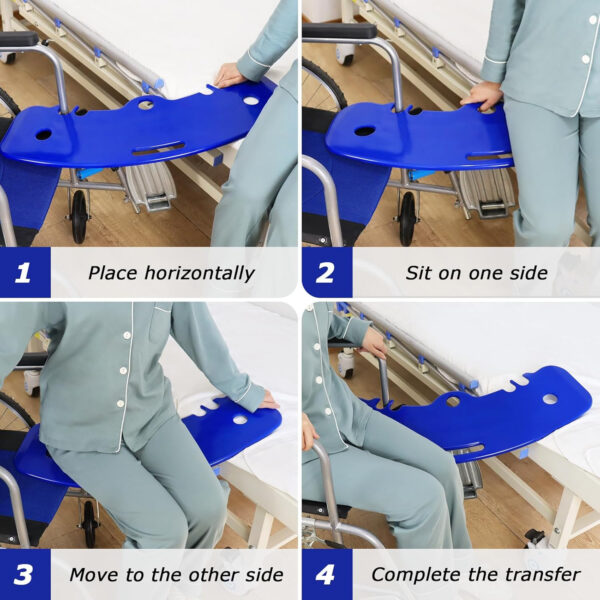 YHK Slide Transfer Boards, Sliding Boards to Transfer to Wheelchairs, Seniors from Bed to Chair,Car, Slide Assist Device, Non-Slip Hangable Sliding Boards Hold up to 440 lbs(Blue)