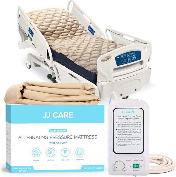 JJ CARE Alternating Pressure Mattress – 79″x35″ Comfortable Hospital Bed Mattress Topper with Electric Pump – Pressure Relief Mattress Topper for Bedridden People’s Bed Sores