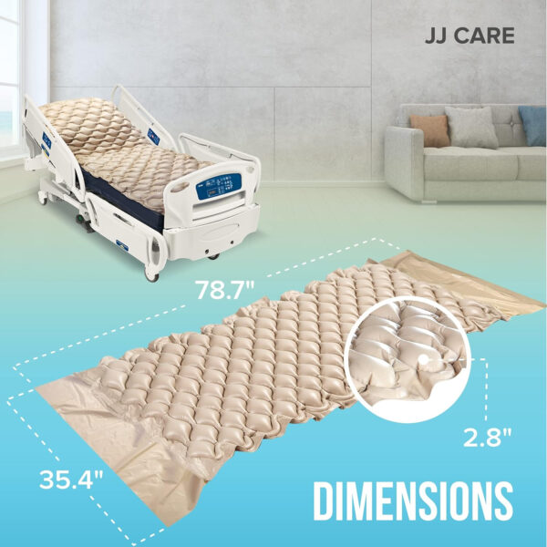 JJ CARE Alternating Pressure Mattress – 79″x35″ Comfortable Hospital Bed Mattress Topper with Electric Pump – Pressure Relief Mattress Topper for Bedridden People’s Bed Sores