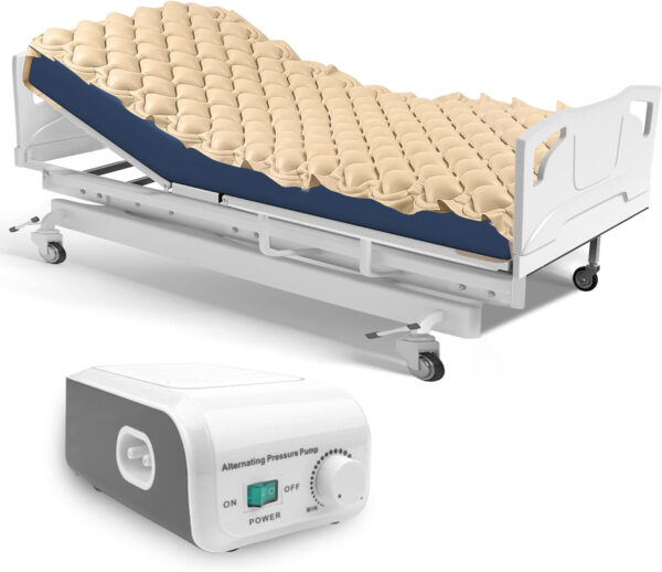 Alternating Pressure Mattress for Bed Sores, Bed Pad to Prevent Bed Sores for Hospital Bed Includes Inflatable Air Mattress and Quiet Pump, for Bed Sore Relief Pressure and Sores Treatment