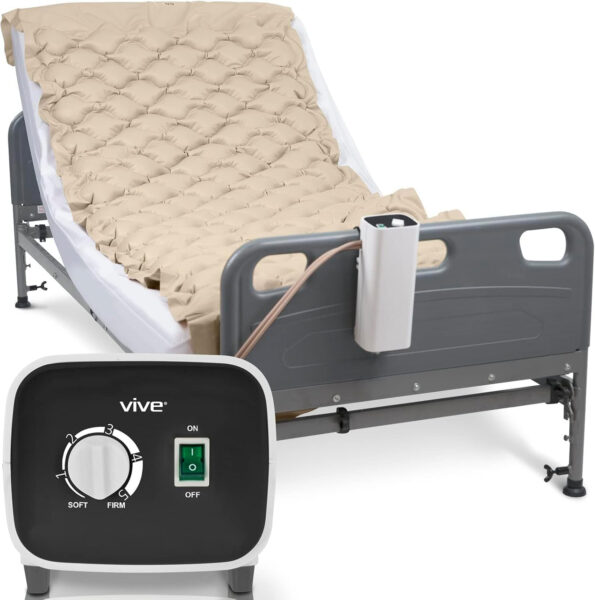 Vive Alternating Air Pressure Mattress Pad – The Original Bed Sore Prevention Solution – Hospital & Home Mattress Topper – Includes Waterproof, Heat Resistant Ulcer Cushion Pad & Whisper Quiet Pump