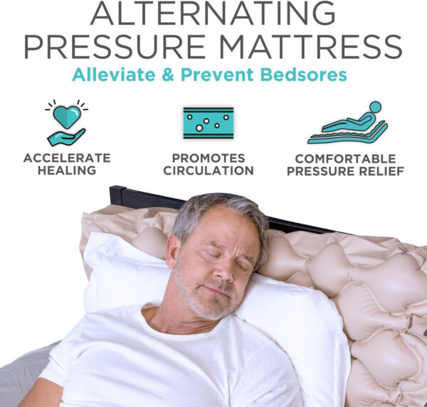 Vive Alternating Air Pressure Mattress Pad – The Original Bed Sore Prevention Solution – Hospital & Home Mattress Topper – Includes Waterproof, Heat Resistant Ulcer Cushion Pad & Whisper Quiet Pump