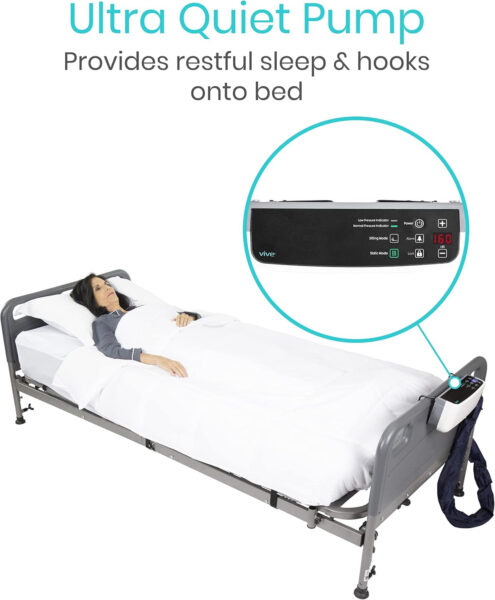 Vive 8″ Alternating Pressure Mattress – Low Air Loss Hospital Replacement Mattress – Medical Bed Topper for Pressure Ulcers and Bed Sores – Variable, Inflatable Pressure Pump System