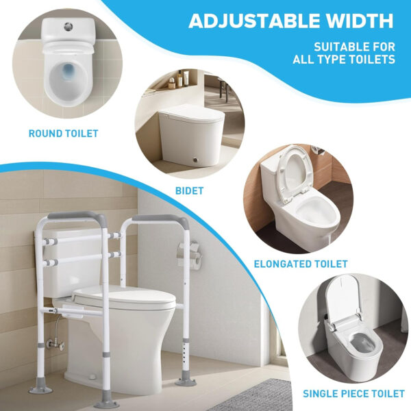 Toilet Safety Rails, Adjustable Toilet Safety Frame, Toilet Safety Rails for Seniors, Toilet Handles for Elderly and Disabled, Toilet Rails for Seniors, Toilet Rails,Elderly Assistance products, 600LB