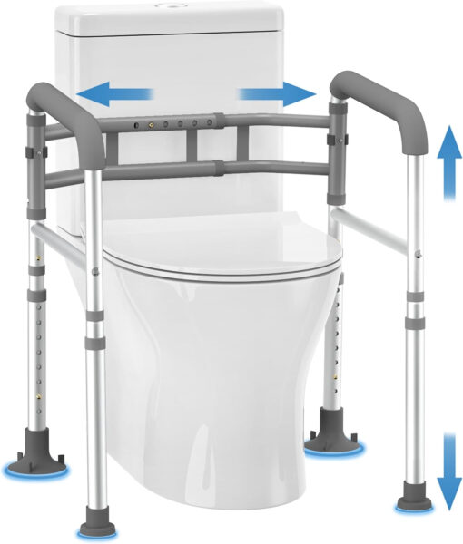 Delog Toilet Safety Rails 350 lb – Adjustable Toilet Safety Frame & Rails, Toilet Safety Rail for Elderly Adults, Toilet Handles for Seniors, Toilet Bars for Elderly & Handicap