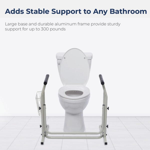 Drive Medical RTL12079 Toilet Safety Frame, Stand Alone Toilet Rails, Easy to Install Toilet Railing, Toilet Seat Frame for Elderly, Adjustable Handrails for Toilet Seat