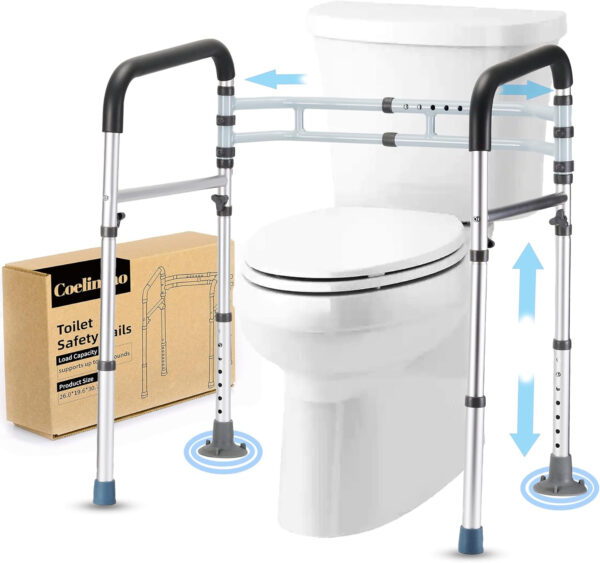 FSA/HSA Eligible Toilet Safety Rail – Adjustable Detachable Medical Toilet Safety Frame for Elderly, Heavy Duty Toilet Handles for Elderly and Handicap Toilet Safety Rails, Toilet Bars Fits Most Toile