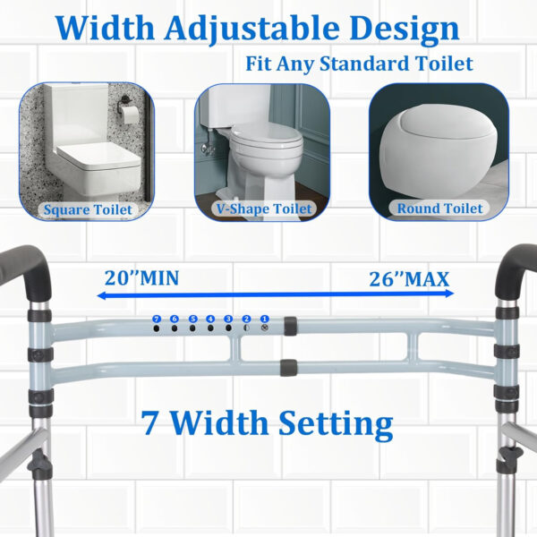 FSA/HSA Eligible Toilet Safety Rail – Adjustable Detachable Medical Toilet Safety Frame for Elderly, Heavy Duty Toilet Handles for Elderly and Handicap Toilet Safety Rails, Toilet Bars Fits Most Toile