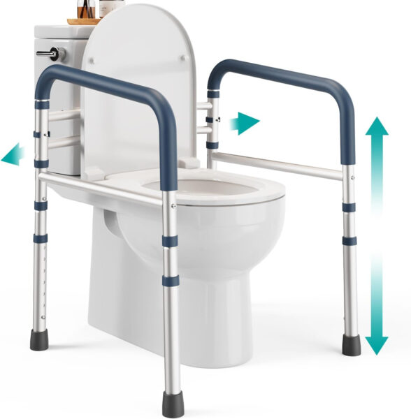 FSA/HSA Eligible – Toilet Safety Rails (350 lb) – Adjustable Toilet Safety Frame & Rails, Toilet Safety Rail for Elderly Adults, Toilet Handles for Seniors, Toilet Bars for Elderly & Handicap