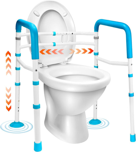 Gillion Toilet Safety Rails- Width Adjustable Toilet Safety Frame & Rails for Elderly Senior, Sturdy Toilet Support Handrail for Disabled Handicap, Toilet Handles Bars Fit Any Toilet