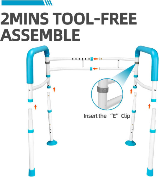 Gillion Toilet Safety Rails- Width Adjustable Toilet Safety Frame & Rails for Elderly Senior, Sturdy Toilet Support Handrail for Disabled Handicap, Toilet Handles Bars Fit Any Toilet