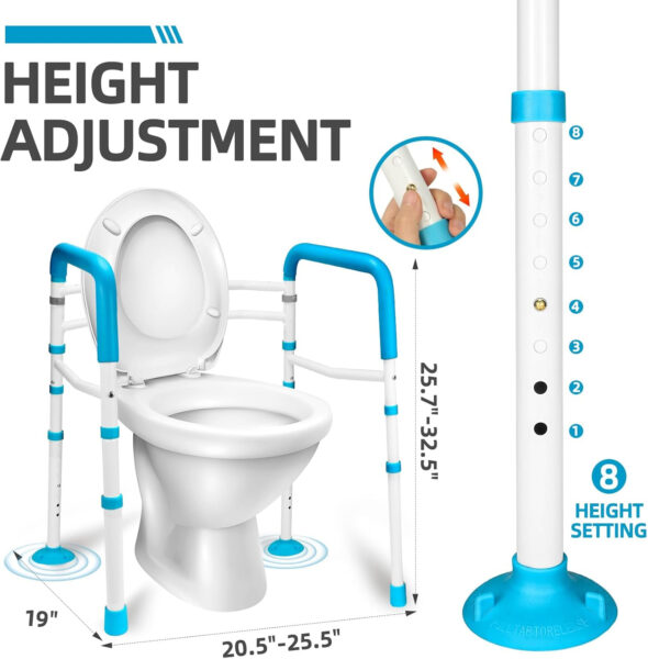 Gillion Toilet Safety Rails- Width Adjustable Toilet Safety Frame & Rails for Elderly Senior, Sturdy Toilet Support Handrail for Disabled Handicap, Toilet Handles Bars Fit Any Toilet