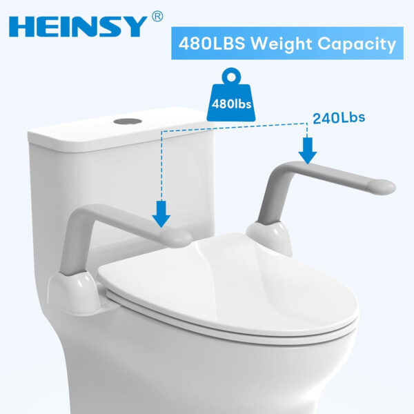 Toilet Safety Rail, Heavy Duty Foldable Toilet Handrail, Aluminum Alloy Support Up to 480LBS Perfect for Elderly Senior Handicap Pregnant