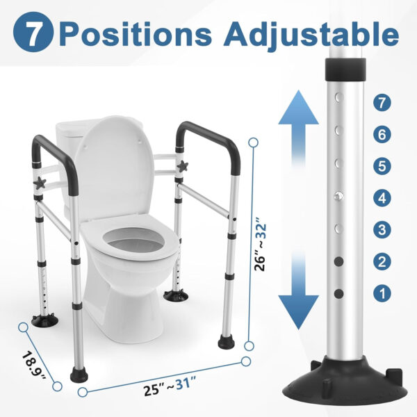 Toilet Safety Rails for Seniors, FSA/HSA Eligible Adjustable Detachable Toilet Safety Frame with Handles for Elderly and Disabled, 350LBS Handicap Toilet Rail Fits Most Toilets