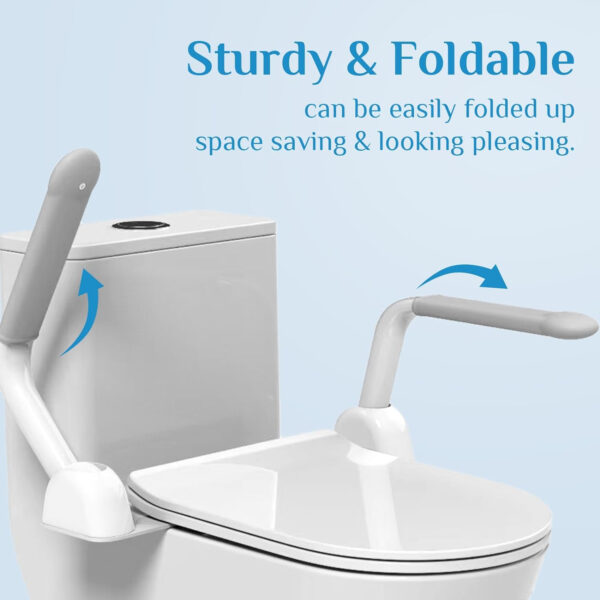 Toilet Safety Rails for Elderly,Handicap Toilet Seat with Foldable Handles,Toilet Rails for Seniors,Handicap, Pregnant,Heavy Duty Toilet Safety Frames Rails with Arms,Toilet Assist Rails