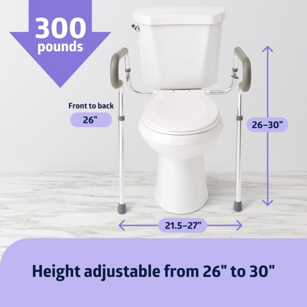 Medline Guardian Toilet Safety Rail – Adjustable Height, Robust & Reliable, Ideal for Medical Patients, Hospitals, Nursing Homes