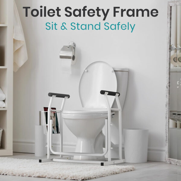 Vive Toilet Safety Frame with Arms (FSA/HSA Eligible) – Toilet Safety Support Rail for Seniors – Toilet Bar with Handles for Elderly, Handicapped & Disabled – Bathroom Assistance Aid to Help Stand