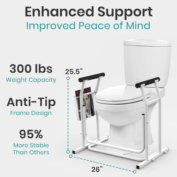 Vive Toilet Safety Frame with Arms (FSA/HSA Eligible) – Toilet Safety Support Rail for Seniors – Toilet Bar with Handles for Elderly, Handicapped & Disabled – Bathroom Assistance Aid to Help Stand