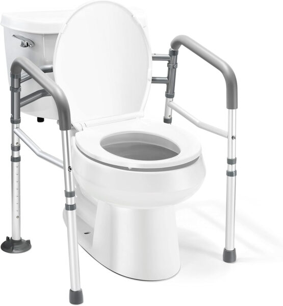 Medical king Toilet Safety Rail – Adjustable Detachable Toilet Safety Frame with Handles Heavy-Duty Toilet Safety Rails Stand Alone – Toilet Safety Rails for Elderly, Handicapped – Fits Most Toilets