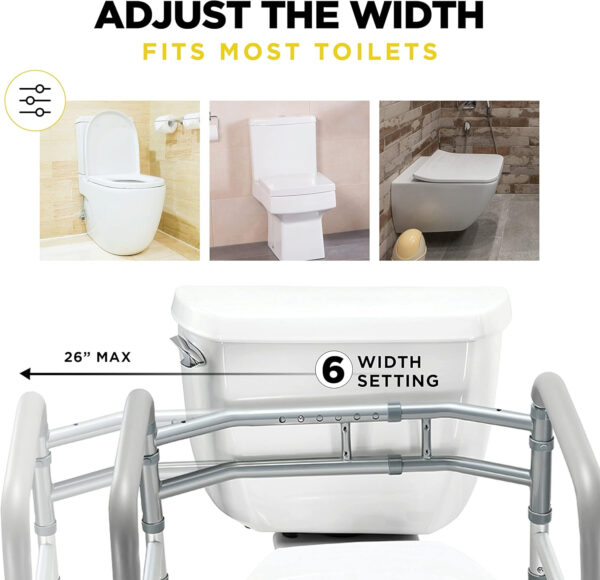 Medical king Toilet Safety Rail – Adjustable Detachable Toilet Safety Frame with Handles Heavy-Duty Toilet Safety Rails Stand Alone – Toilet Safety Rails for Elderly, Handicapped – Fits Most Toilets