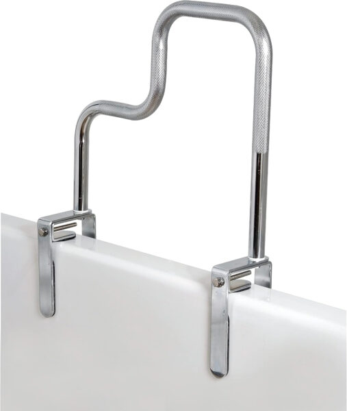 Carex Tri-Grip Bathtub Handle Grab Bar with Chrome Finish – Bathtub Grab Bar Safety Bar For Seniors and Handicap – For Assistance Getting In and Out of Tub, Easy to Install on Most Tubs