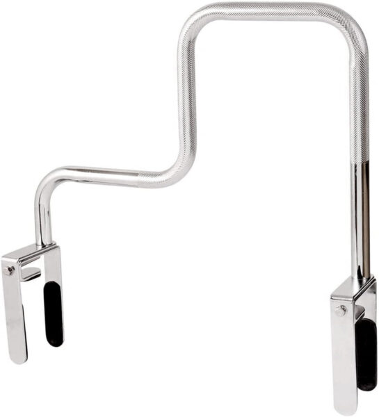 DMI Chrome Plated Grab Bars For Bathtubs And Showers For Seniors For Bathtubs And Showers, Adjustable Bathtub Rail Safety Grab Bars, Rust-resistant, 250 Lb Capacity, Textured Non-Slip Handle, 3.3-5.8″