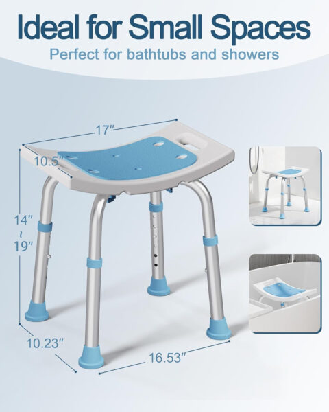 Shower Chair for Inside Shower, FSA/HSA Eligible 400 lbs Adjustable Shower Stool with Suction Feet, Shower Seat for Inside Tub Bathroom Bench Bath Chair for Elderly and Disabled