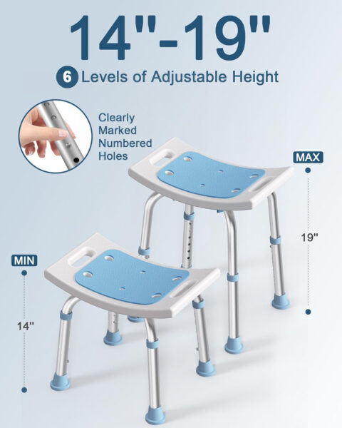 Shower Chair for Inside Shower, FSA/HSA Eligible 400 lbs Adjustable Shower Stool with Suction Feet, Shower Seat for Inside Tub Bathroom Bench Bath Chair for Elderly and Disabled