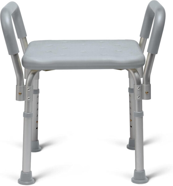 Medline Backless Shower Chair with Arms – 350 lb. capacity, Bench, Stool, Seat for Elderly, Seniors Independent Adult and Disabled Adults