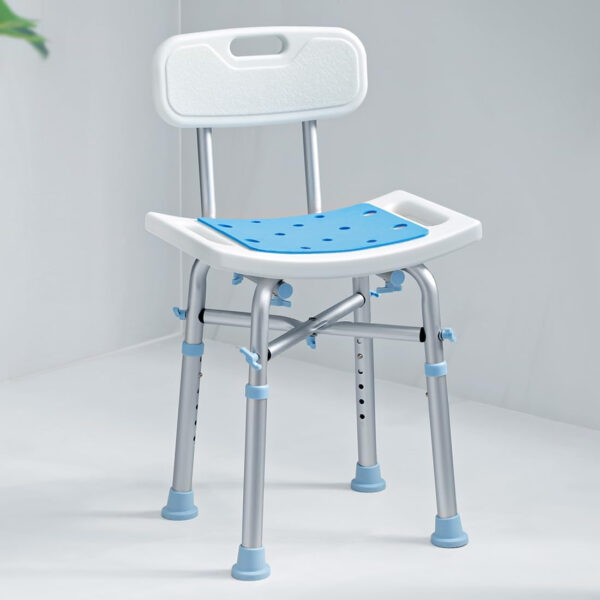 OasisSpace Heavy Duty Shower Chair with Back 500lb, EVA Padded Bath Seat with Height Adjustable Tube- Medical Tool Free Anti-Slip Shower Bench Bathtub Stool for Elderly, Senior, Handicap & Disabled