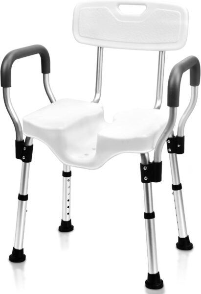 Sangohe Shower Chair – Shower Chair for Inside Shower – U-Shape Seat Heavy Duty Shower Chair – Shower Chair with Arms for Handicap – Wide Shower Seats for Elderly – Shower Chair for Bathtub, 796E