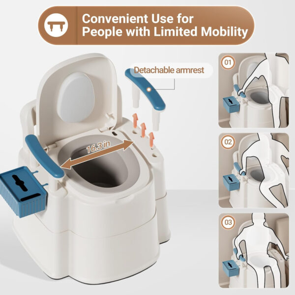 Bedside Commode, Upgraded Safety Commode Toilet for Elderly and Disabled, Potty Chair for Adults with Detachable Armrest, 16.3″ Seat Width, 500lbs Heavy Duty – Bedside Commodes for Seniors