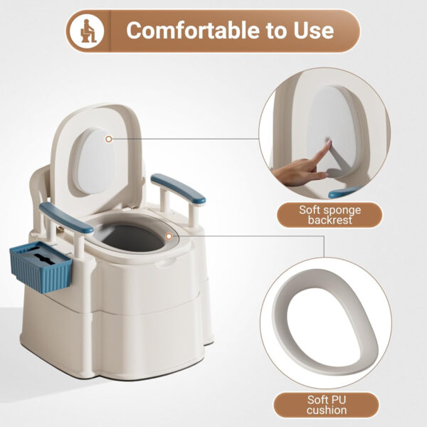 Bedside Commode, Upgraded Safety Commode Toilet for Elderly and Disabled, Potty Chair for Adults with Detachable Armrest, 16.3″ Seat Width, 500lbs Heavy Duty – Bedside Commodes for Seniors