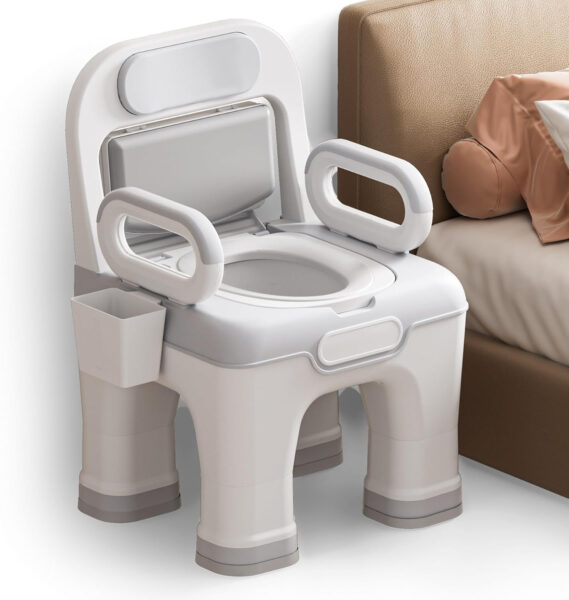 Bedside Commode, Upgraded Safety Commode Toilet for Elderly Disabled, Potty Chair for Adult with Enlarged Arms, Height Adjustable, 900lbs Heavy Duty Bedside Commodes for Seniors