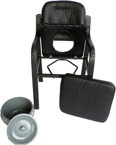 Deluxe Comfort Commode with Padded Seat Heavy Duty Bedside Commode Chair,Elderly Bathroom Safety Frame Toilet Seat