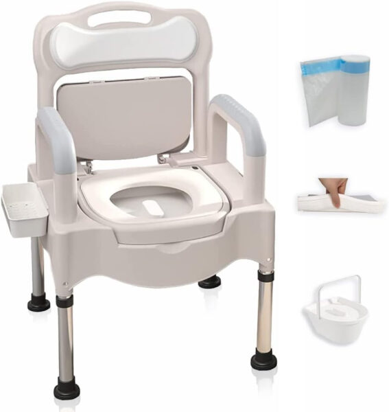 Bedside Commodes, Bedside Toilet, Commode Chair, Height Adjustable Adult Potty Chair for Seniors, Portable Toilets for Home Use, Suitable for People with Disabilities The Elderly & Others