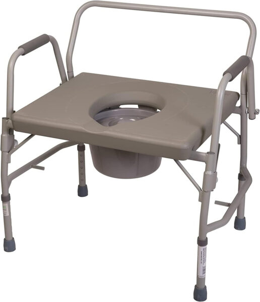 DMI Bedside Commode, Portable Toilet, Commode Chair, Raised Toilet Seat with Handles, Holds up to 500 Pounds with Included 7 qt Commode Bucket, Adjustable from 19-23 Inches, Extra Wide Commode