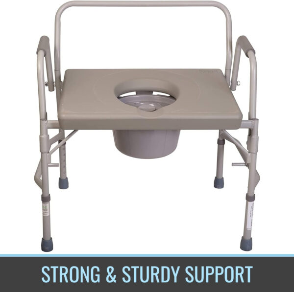 DMI Bedside Commode, Portable Toilet, Commode Chair, Raised Toilet Seat with Handles, Holds up to 500 Pounds with Included 7 qt Commode Bucket, Adjustable from 19-23 Inches, Extra Wide Commode