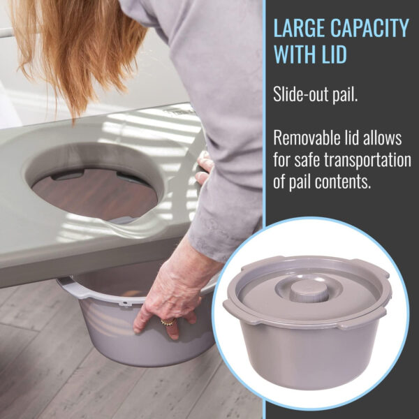 DMI Bedside Commode, Portable Toilet, Commode Chair, Raised Toilet Seat with Handles, Holds up to 500 Pounds with Included 7 qt Commode Bucket, Adjustable from 19-23 Inches, Extra Wide Commode